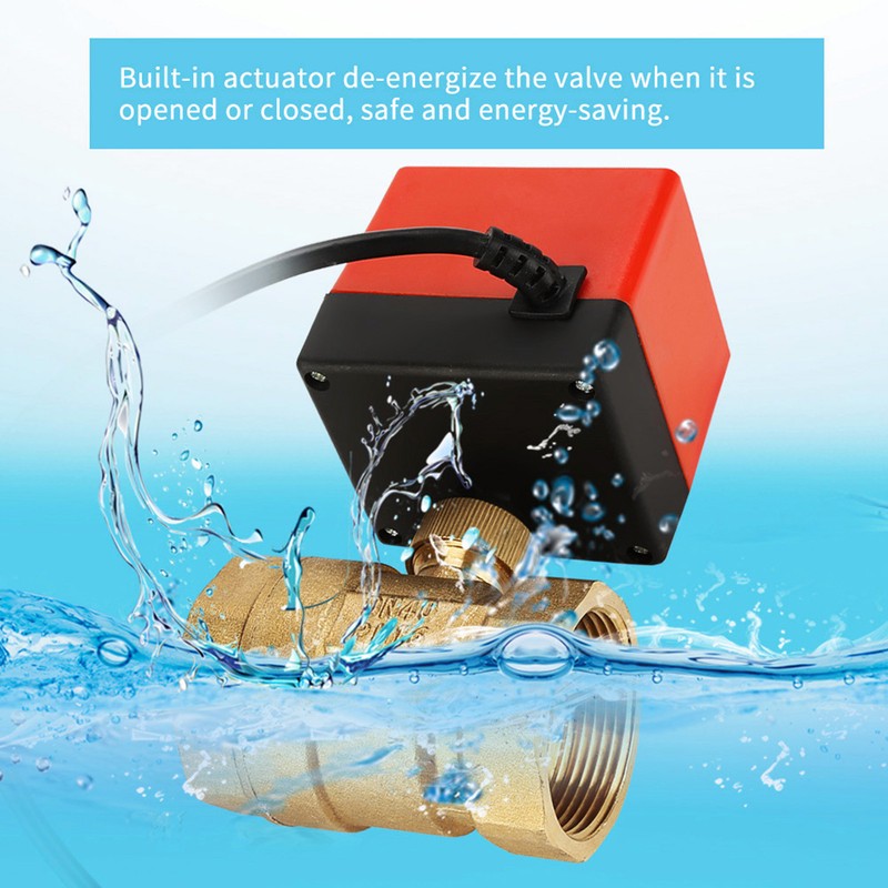 DC 24V 2 Way 3 Wire Brass Motorized Ball Valve