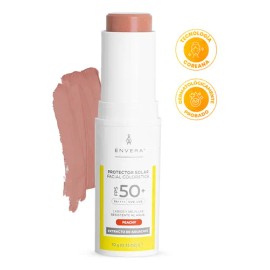 Protector Solar Facial 10gr en Barra con Color (Peachy) FPS 50+ UVA/UVB, PA++++ | Bloqueador Solar y Color para Mejillas, Párpados, Labios | Skincare Vegano y Cruelty Free | ENVERA
