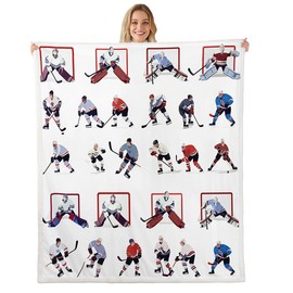 Ice Hockey Sherpa Blanket Kids Sports Event Fleece Throw Blanket Hockey Player Plush Blanket for Bed Sofa Couch Room Decor Lightweight Fuzzy Blanket Baby 30"x40"