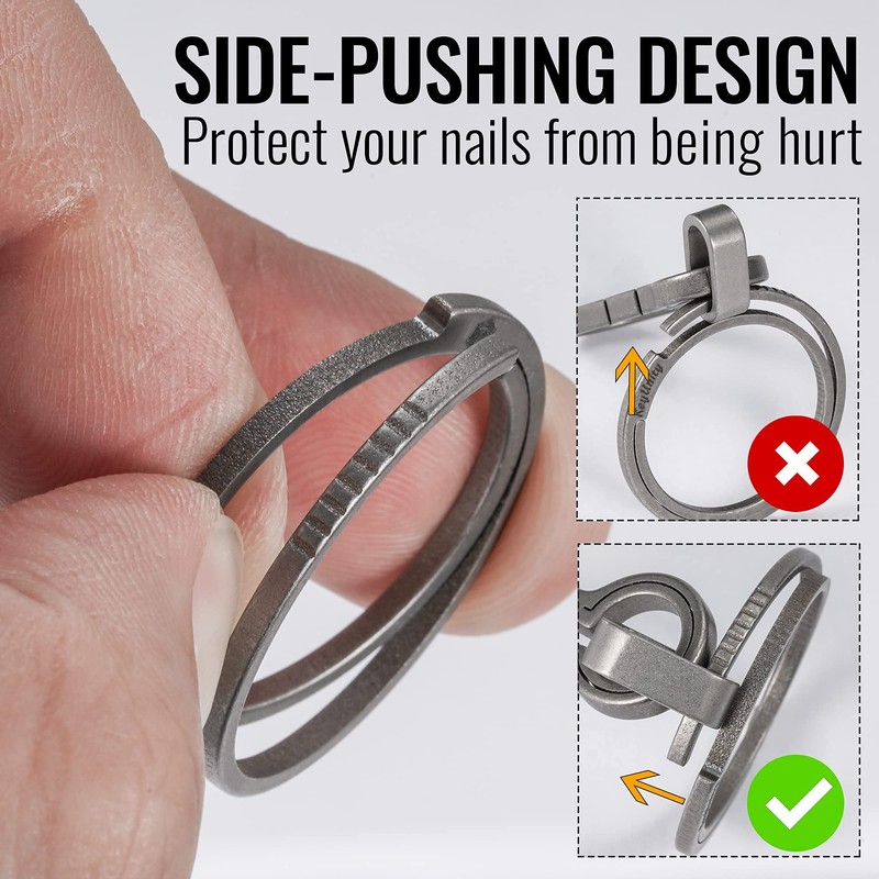 KeyUnity KA11 Titanium Key Ring Set, 5-Piece, 33/17.5 mm Split