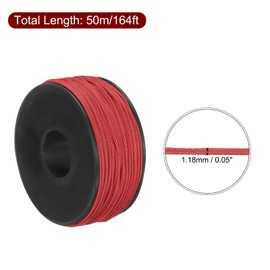 MECCANIXITY 1.18mm x 164 Feet Paracord Micro Cord Rope 100 LB Polyester Braided Cord Spool for Camping Outdoor Jewelry Bracelet, Red
