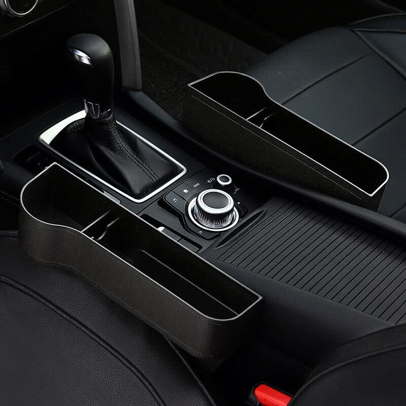 2PCS Car Seat Storage Box&Console Side Pocket Coin Phone Organizer