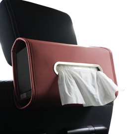 Car Tissue Holder 【Compatible with All Car Models x Front and Rear Seat Compatible】Luxury PU Leather Car Tissue Case Headrest Holder Sun Visor Armrest Compatible with 2 Sizes Car Interior Accessory