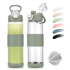 Glass Water Bottle for Protein Mixes 24 oz Protein Shaker Bottles with Whisk Ball Portable Leak Proof Shaker Blender for Fitness BPA Free