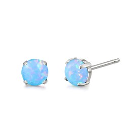 Limerencia G23 Hypoallergenic Pure Titanium Earrings, Opal/Moonstone/Cat's Eye/Blue Turquoise Stud Earrings, F136 Implant Grade|Delicate Jewelry for Sensitive Ears (5mm, Light Blue)