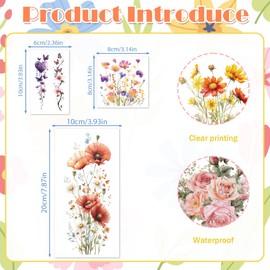 Papiailove Watercolor Floral Temporary Tattoos for Women Girls, Realistic Colorful Flower Tatuajes Temporales Para Mujeres for Adult, Party Favors Goodie Bag Fillers Supplies Decorations(28 Sheets)