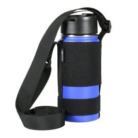 Cosmos Water Bottle Holder Strap Water Bottle Sling Strap Bottle Carrier with Adjustable Shoulder Strap & Elastic Band, Suitable for Sport Gym Hiking Travel Camping (Exclude Bottle) Black (1 Pcs)