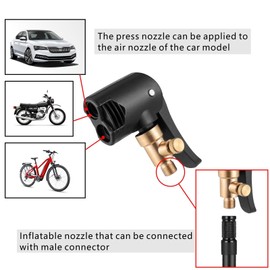 JIZZU Car Valve Adaptor Brass, Pack of 2 Tyre Valve Adaptors 8 mm, Hose for Tyre Inflator 17.5 cm, Tyre Air Chuck, French Valve Adapter, Tyre Inflator Hose, Car Tyre Air Chuck