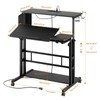 Dripex Mobile Standing Desk with Power Outlets & Strip Lights,