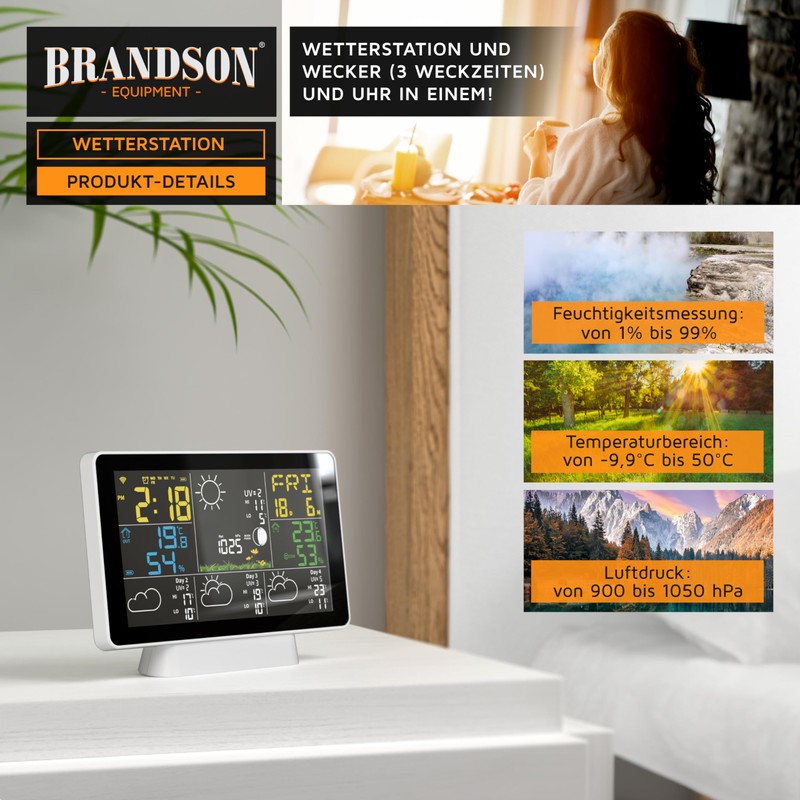Brandson - Wireless Weather Station with Outdoor Sensor WiFi -