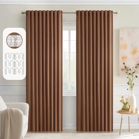 MIULEE Back Tab Blackout Curtains 84 Inch Length 2 Panels Set for Living Room Bedroom, Rod Pocket/Pinch Pleated Thermal Insulated Room Darkening Light Blocking Curtains 52x84 Inch, Cappuccino Brown
