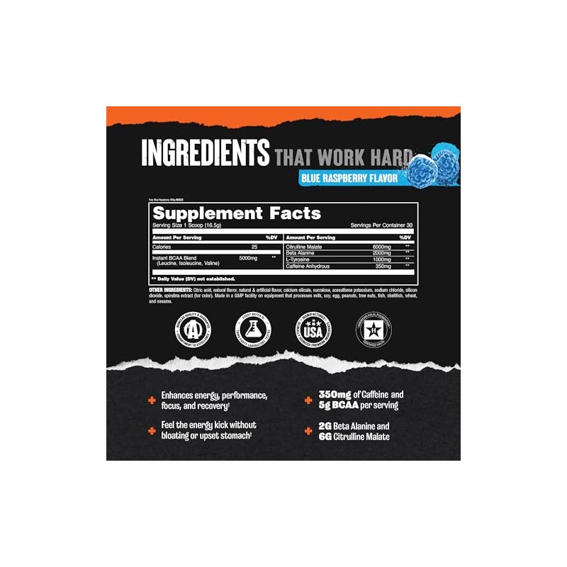 Animal Fury - Pre Workout Powder Supplement for Energy and