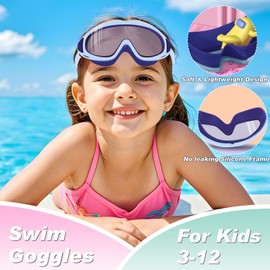 BAOHULU Kids Swim Goggles, 2 Pack Swimming Goggles for Boys & Girls, Anti-Fog Anti-UV Wide View Pool Glasses GY05_C_PinkGreen/SkyBlue