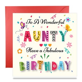 Papa Prints Aunty Birthday Cards for Women Happy Birthday Auntie Card (145 x 150 mm) Aunty Birthday Card with Envelope Aunty Card Birthday Greeting Cards