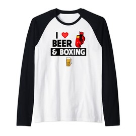 I Love Beer and Boxing Gloves Club Fighting Punching Bag Jab Raglan Baseball Tee