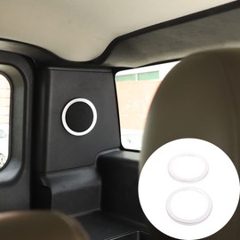 PIUGILH for H2 Car Audio Speaker Rings Anodized Aluminum Rear Seat Loudspeaker Decorations Circle Trims for Hummer H2 2003-2007 (Silver)