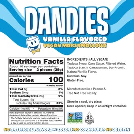 Dandies Vegan Marshmallows, No Artificial Flavorings, Food Dyes, Corn Syrup, or Gelatin, Perfect for Roasting, S’mores, or Snacking (10 oz)