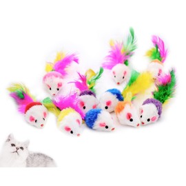 DFsucces Cat Catnip Mice Toys,17 Pcs Cat Mouse Toys,Soft Mouse Toys,Cat Toy Mice Rattle Set,Variety Interactive Cat Toy,with Feather Tail for Cat Kitten(Mixed Color)