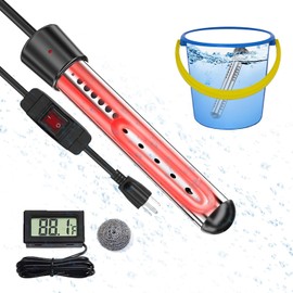 2000W Portable Immersion Water Heater with Switch Control & Digital LCD Thermometer | 304 Stainless Steel Guard | Fast Heating for Buckets, Bathtubs & Pools | Ideal for Home & Outdoor Use