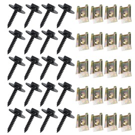 Pack of 40 Nut and Screw Car Kit, Body Screws, U Type Tin Nut Black Screw, U-Body Clip Car Attachment Clip Nut and Screw Set