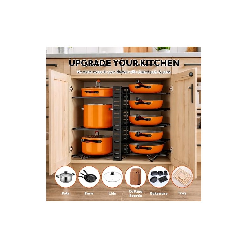 aurorareveal Pots and Pans Organizer Rack under Cabinet 15.7 Height,