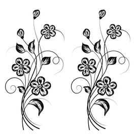 duoyif Wall Tattoo Black Flowers Wall Decoration Pack of 2 Stickers Flowers Black Wall Stickers Flowers Vine Wall Sticker Flower Tendril Wall Pictures Living Room Bedroom Hallway Window 57 x 26 cm