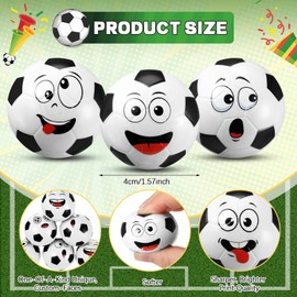 Arrowbash 12 Pcs Mini Face Stress Balls for Boys Girls Sport Stress Balls Funny Face Squeeze Balls Foam Balls for Stress and Anxiety Relief Balls for Party Favors Birthday Gift Decoration (Soccer)