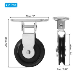 PATIKIL Stainless Steel Nylon Marine Pulley, 2Pcs Pulley Block Rope Single Pulley Bearing Runner Kayak Block Rope for Sailboats Yachts Ship Pulley for 0.35" Ropes