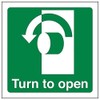 V Safety 22017AF-R Turn To Open (Anti-Clockwise) Sign - Square
