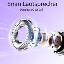 Temdan Wireless In-Ear Headphones, Bluetooth 5.3 with Built-in Microphones, Deep Bass, Clear Calls, Ultralight Headphones, Up to 10 Hours Playtime for Study, Training, Powdered