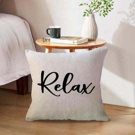 ULOVE LOVE YOURSELF Relax Throw Pillow Case Housewarming Gifts Farmhouse Beige Decorative Cushion Cover for Sofa Beach Porch Bench Decor(Beige)
