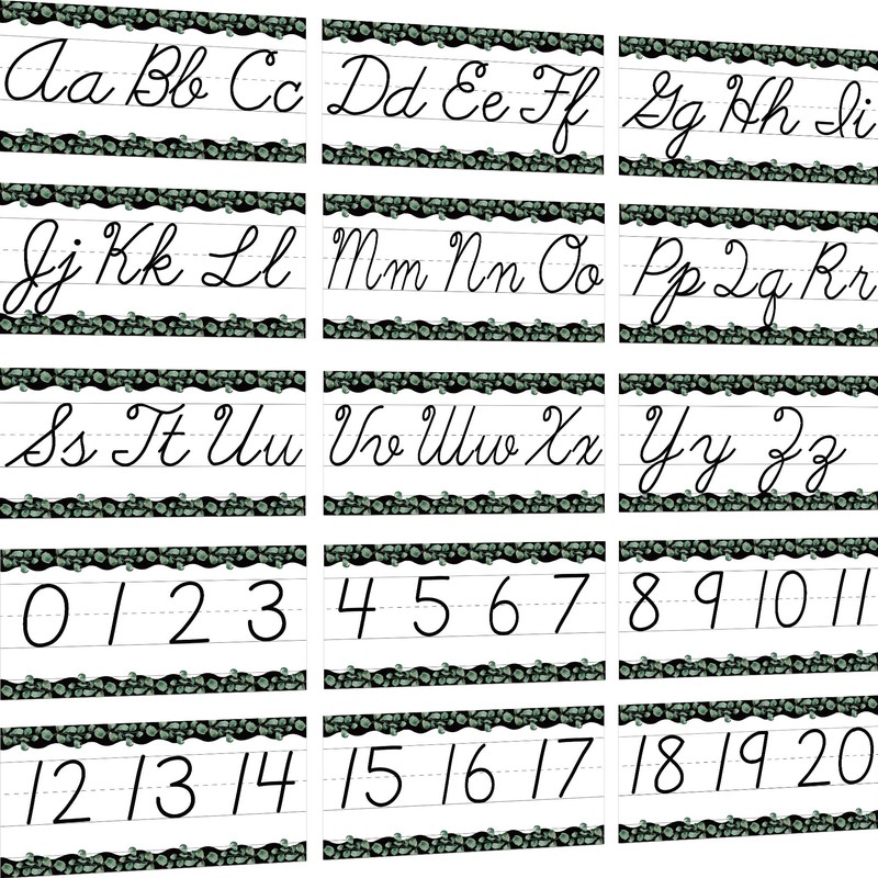 15 Pieces Cursive Alphabet Line Bulletin Board Set ABC Alphabet