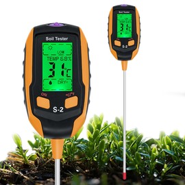 5 in 1 Soil Meter, Digital Soil Moisture Meter with Temperature/Humidity/Ambient Humidity/Sunlight/Backlight, PH Value Meter Soil for Gardening, Agriculture