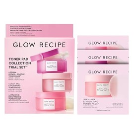 Glow Recipe Toner Pads Trial Set (12-Piece Kit) - Exfoliating, Soothing & Brightening Korean Facial Pads | Fragrance-Free 5-Minute Treatment for Sensitive Skin