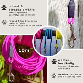 10 m Recall Lead for Dogs, Waterproof Round Lead with Hand Loop, Robust Free Running Training Lead Pink, up to 35 kg