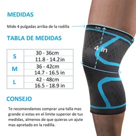 Par de Rodilleras de Compresion version plus marca Elite Fitness para Dolor de articulaciones, Promueve la circulacion y Rendimiento - Ideal para Correr, IR al Gym, basquetball, y Actividades Deportivas … (Azul, Chica)