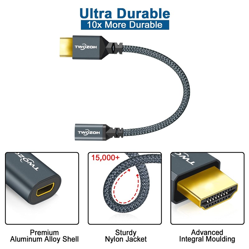 Twozoh Full Size to Micro HDMI Adapter, Supports 3D/4K 1080p