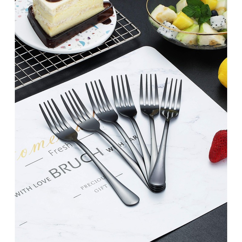 Kyraton Black Dinner Fork 6 Pieces, Stainless Steel 20.5cm Forks