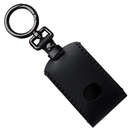 Tukellen for Mazda Leather Key Fob Cover with Keychain Compatible with 3 6 CX-5, CX-30, CX-9,4-Buttons Smart Remote, Genuine Leather Key case-Black