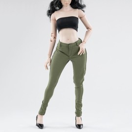 1/6 Scale Female Clothes,Female Pencil Pants Elastic Pant Trousers Clothing for 12inch PH TBL JO Worldbox Action Figure (Green)