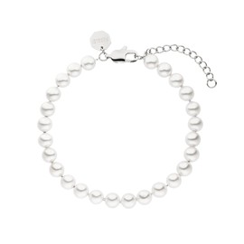 Purelei® Diligence Bracelet (Silver), Waterproof Pearl Bracelet for Men and Women, Elegant Unisex Bracelet Made of Stainless Steel, Gifts for Men and Women, 18-22 cm Length Adjustable, Stainless Steel