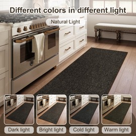 LEEVAN Kitchen Mat Sets of 2, Cushioned Rugs for Kitchen Floor Non Slip, Washable Kitchen Runner Rugs, Anti Fatigue Standing Mats for Laundry/Office(Brown, 20''x31'+20''x47'')