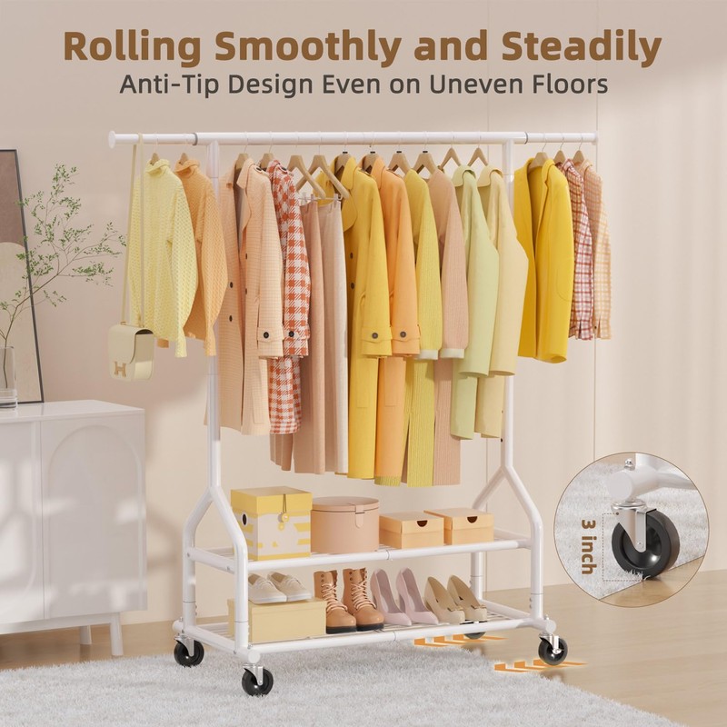 EAGMAK Heavy Duty Clothes Rack Load 556 LBS, Rolling Clothing