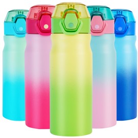 SUPPRUI Insulated Water Bottles,550ml Stainless Steel Water Bottle with Straw,Metal Water Bottle Insulated,Double Walled Water Bottle Flask Leakproof Keep Drinks Hot Cold (Green)