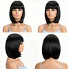 Amaattee Black Bob Wig with Bangs 12 Inch Short Straight