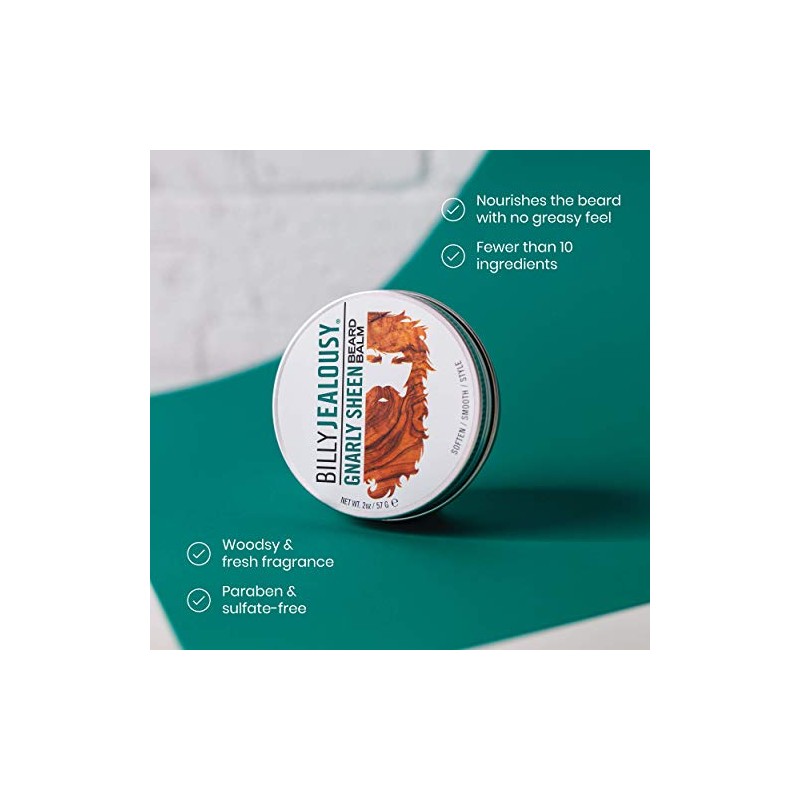 Billy Jealousy Beard Balm, Gnarly Sheen Woodsy, 2.0 oz.