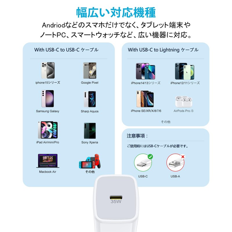 Viviber Type-C Adapter, iphone16 pro max type c charger, 35W
