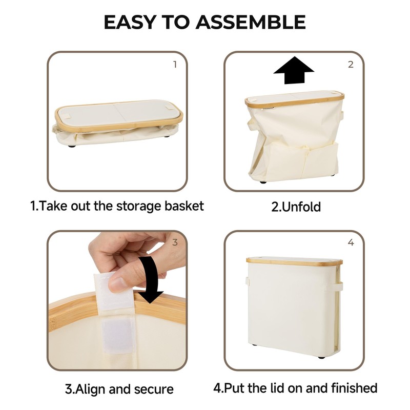 StorageWorks Toilet Paper Storage Basket with Lid, Slim Bathroom Organizer