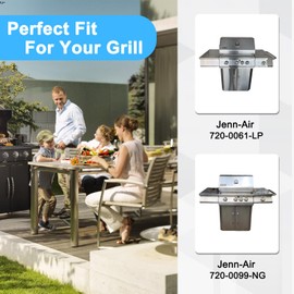 Adviace Grill Parts for Jenn-Air 720-0061-LP 720-0099-NG 720-0100-NG 720-0171, 3 Pack Heat Plates and 304 Stainless Steel Grill Burners for Jennair Jenn Air 720-0061 Gas Grill Models