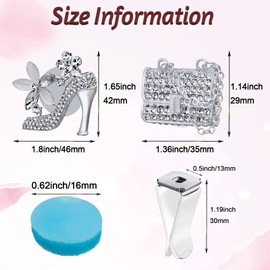 OIIKI 4PCS Car Aromatherapy Vent Clips, Bling Crystal Air Freshener, Automotive Interior Decoration Accessories (2 Silver Chain Bags Jewelry+2 High Heels Charms+4 pcs Aromatherapy Tablets+4 Clips)